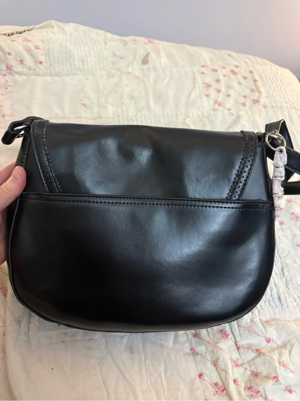 Vintage Giani Bernini Black Leather Shoulder/Crossbody Turnlock Handbag